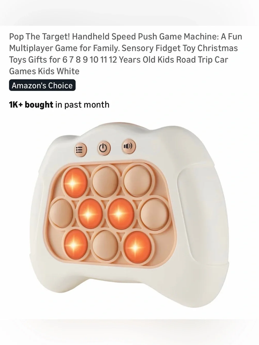 Kids Handheld Pop Push Game Toy – White and Peach Sensory Fidget